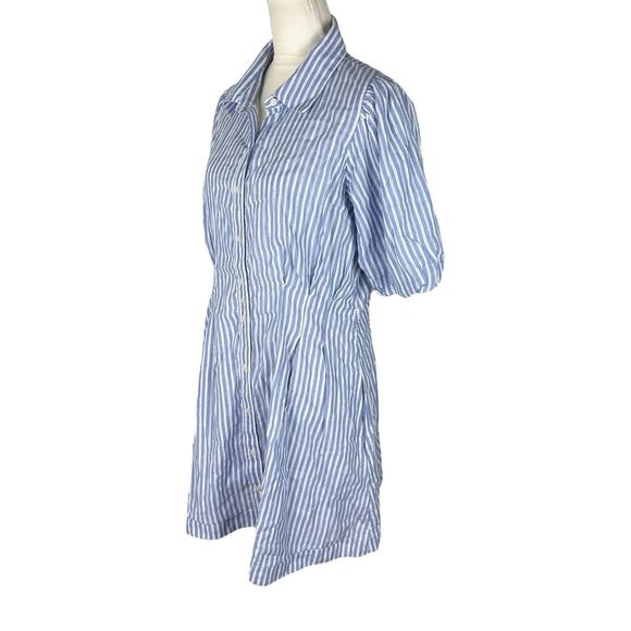 Caroline Constas Striped Blue White Shirt Dress 100% Cotton Size Large NEW - Picture 4 of 7